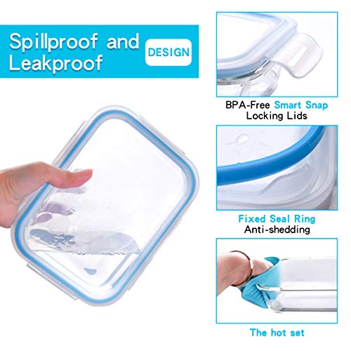 20 Pc Glass Food Storage Containers with Snap Lock Lids, Airtight & Leakproof, Bonus 2 Oven Silicone Gloves, Safe for Dishwasher, Oven, Microwave,Freezer, BPA Free