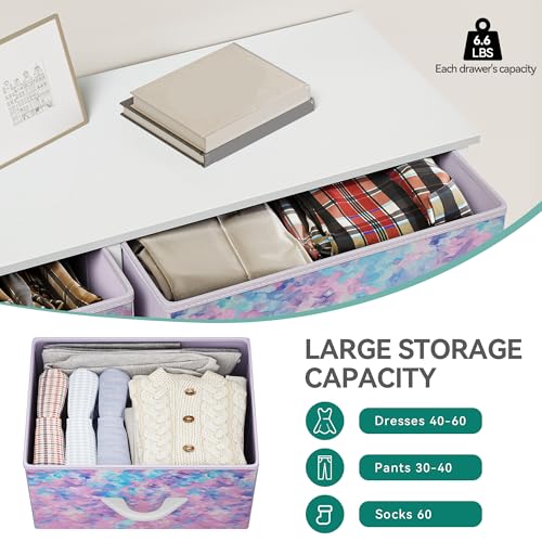YITAHOME Wide Storage Tower with 5 Drawers - Fabric Dresser, Organizer Unit for Bedroom, Living Room, Closets - Sturdy Steel Frame, Easy Pull Fabric Bins & Wooden Top - color: Purple, style: 5-Drawer