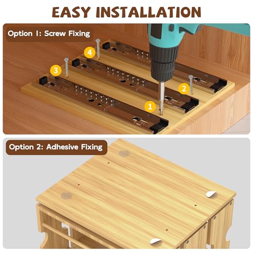 Jolitac Bamboo Pull Out Spice Rack for Cabinet, Slide Out Drawers, Space-Saving Seasoning Kitchen Pantry Sliding Vertical Organization, Easy to Install, 12.3" Wide, 4 Drawers(1.85" Wide), 2-Tier - size: 12.3" Wide, 4 Drawers(1.85" Wide), 2-Tier