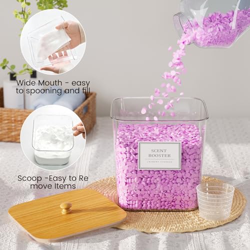 HomePekite 2 Pack Laundry Pods Container,Laundry Room Organization and Storage Containers with Wooden Lids & Labels Large Laundry Detergent Container for Powder,Scent Booster,Pods,Dryer Ball - style: 2 Pack