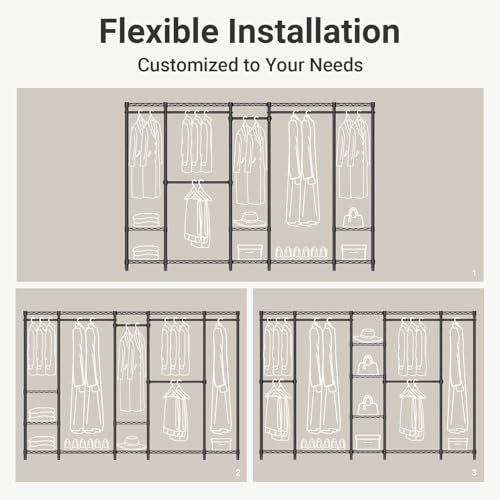 VIPEK V50 Heavy Duty Clothes Rack, Extra Large Freestanding Garment Rack with Adjustable Shelves, Open Closet Storage System for Bedroom, Reach-in/Walk-in Closet, 1300 lbs Capacity, Black - color: Black