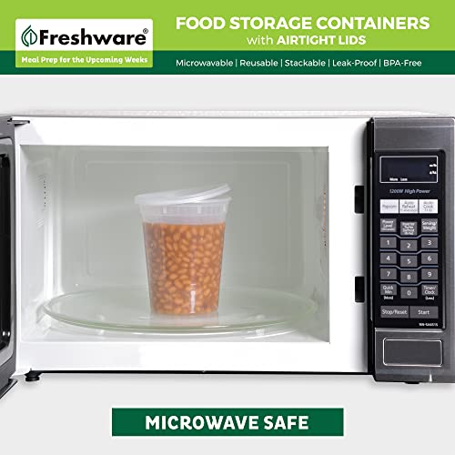 Freshware Food Storage Containers [240 Set] 32 oz Plastic Deli Containers with Lids, Slime, Soup, Meal Prep Containers | BPA Free | Stackable | Leakproof | Microwave/Dishwasher/Freezer Safe - size: 32 oz - 240 Sets