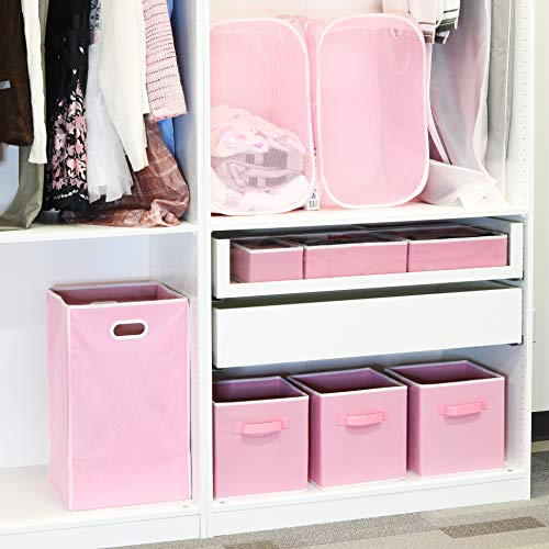 Simple Houseware Mesh Pop-Up Laundry Hamper Basket With Side Pocket, Pink - 2 Pack - color: Pink, size: 2 Pack