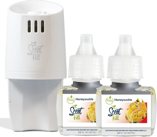 Scent Fill Honeysuckle Plug in Air Freshener, Scented Oil Refills, 2 Refills + Diffuser