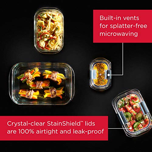 Rubbermaid Brilliance Glass Food Storage Containers, 3.2 Cup, Set of 4, BPA-Free, Leak-Proof, Clear - size: 3.2 cups (8-Piece)