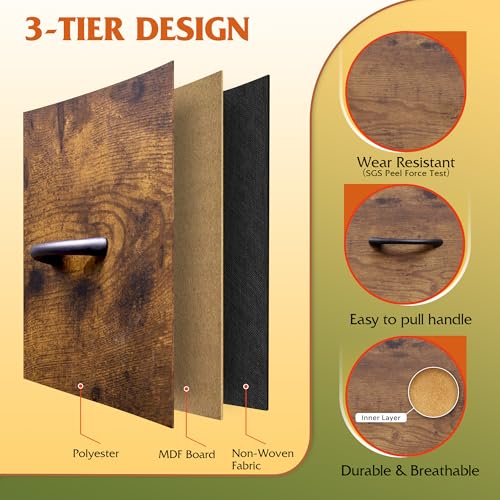 WLIVE Dresser for Bedroom with 6 Drawers, Closet Dresser with Metal Frame, Wooden Top, Fabric Dresser for Closet, Living Room, Hallway, Rustic Brown Wood Grain Print - color: Rustic Brown Wood Grain Print