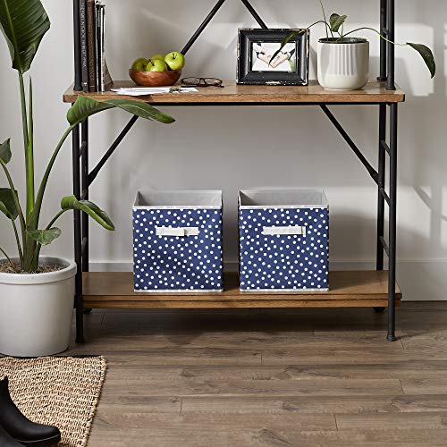 DII Non Woven Polyester Storage Bin, Polka Dot, French Blue & White, Small Set of 2 - color: French Blue & White, size: Small Set of 2, 11x11x11" Cube