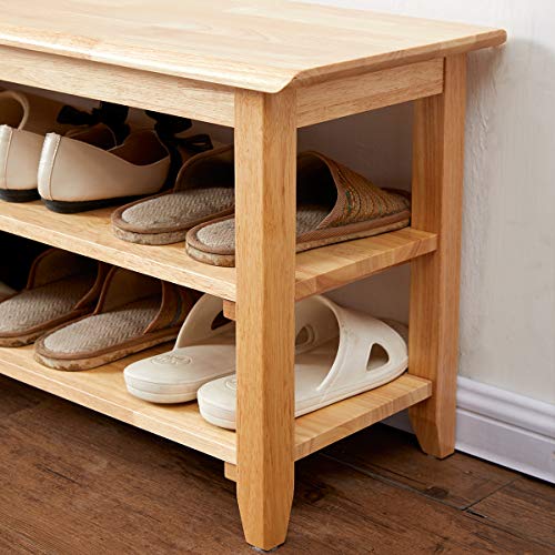 XKZG Storage Bench Wooden Shoe Rack Bench Simple Style Wood Entryway Bench (Natural,23.6") - color: Natural, size: 23.6"W x 11.8"D x 16.5"H