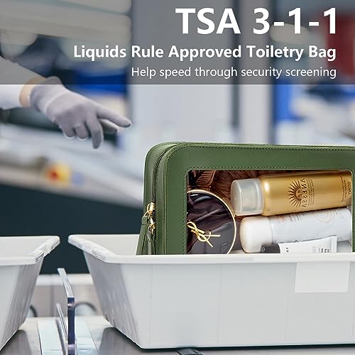 LETGO Clear Makeup Bags, TSA Approved Toiletry Bag with Zipper, Clear Makeup Organizer Fit Carry-on Travel Essentials,Clear Cosmetic Bags for Women Men (O-Green) - color: O-Green