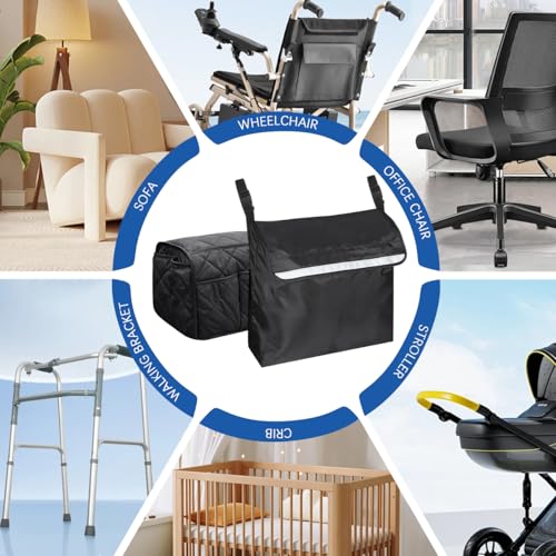 Sofa Armrest Organizer Couch Arm Covers with Side Pockets Non-Slip Bedside Hanging Caddy Storage Bag for TV Remote Control Magazines Tablet Books Smart Phone (Armrest)