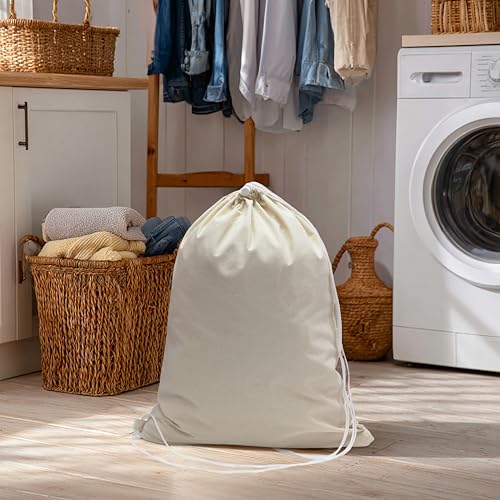 COTTON CRAFT Large Laundry Bag Backpack - 2 Pack Heavy Duty Durable Canvas Drawstring Closure Laundry Bag - Washable Utility Sack, College Dorm Hamper, Travel Laundry Organizer -18x24 inches - Natural - size: Backpack / 2 Pack