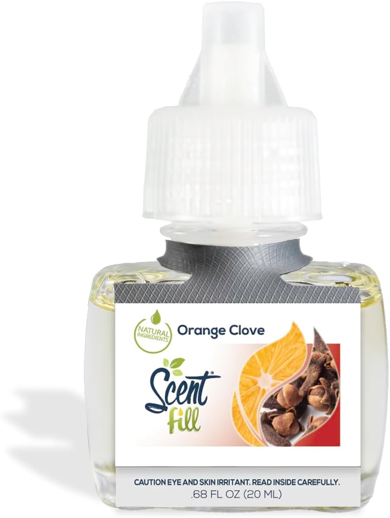 Scent Fill Fall Plug in Air Freshener Kit (Relax Blend, Cinnamon Apple, Orange Clove, Sweet & Spicy Cinnamon Nutmeg), 4 Refills + Diffuser