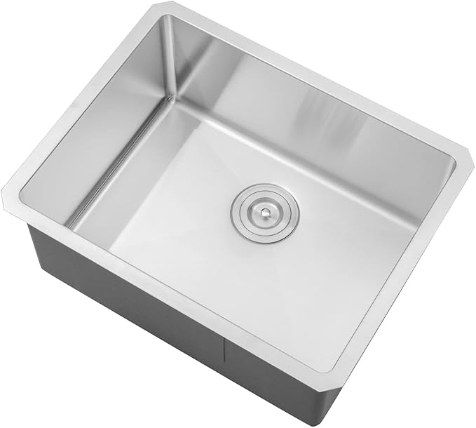 23 in. x 18 in. x 10 in. 16-Gauge Stainless Steel Undermount Single Bowl Kitchen Sink with Silicon Dishrack and Strainer