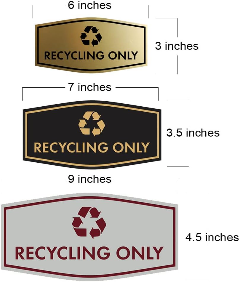 Fancy Recycling Only Sign (Navy Blue/Gold) - Medium