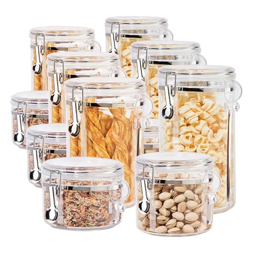 Oggi 4pc Clear Canister Set with Clamp Lids Airtight Containers in Sizes Ideal for Kitchen & Pantry Storage of Bulk, Dry Foods Including Flour, Sugar, Coffee, Rice, Tea, Spices & Herbs (Pack of 3) - size: 4-Piece Set (Pack of 3)