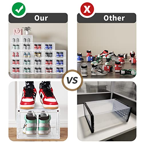US 15 XXL 8 Pack Shoe Storage Box, Shoe Boxes Clear Plastic Stackable, Shoe Container for Organizing Sneaker and Basketball Shoes (XL BLACK 8 PACK) - color: BLACK 8 PACK