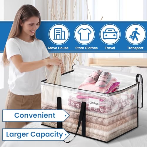 RoomHacks Clear Moving Bags Heavy Duty Extra Large, Moving Supplies with Reinforced Handle and Double Zipper, Storage Bags for Moving Essential, Packing tote Alternative to Moving Box(10 Packs, Clear) - size: 125L- 10Packs