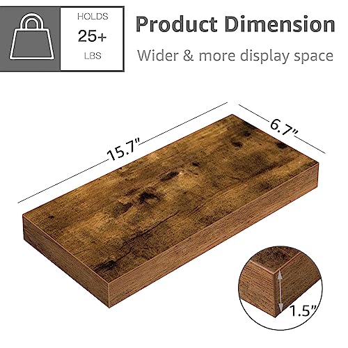 QEEIG Floating Shelves for Wall Bathroom Shelf Bedroom Kitchen Living Room Farmhouse Small Book Shelf 16 inch Set of 4, Brown (015-BN4) - color: A. Brown, size: 4pcs