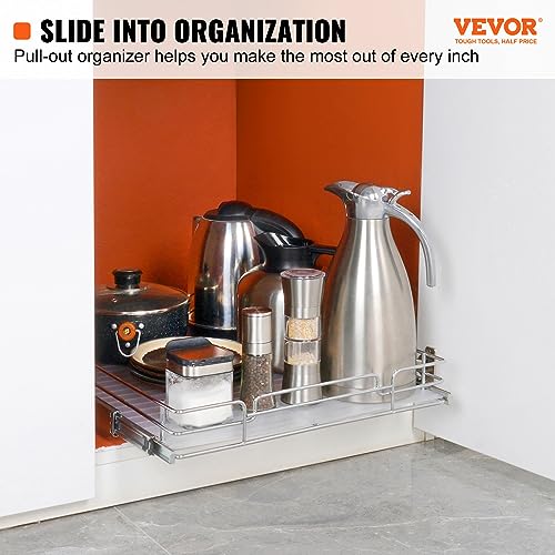 VEVOR 21.5" Wx21 Dx3.5 H Pull Out Cabinet Organizer, Heavy Duty Slide Out Pantry Shelves, Chrome-Plated Steel Roll Out Drawers, Storage for Home, Under Sink, 23" Wx22 Dx7 H Install Size for Cabinet - size: 21.5" Wx21"D