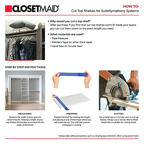 ClosetMaid SuiteSymphony Wood Top Closet Shelf, 48-Inch Wide, Graphite Grey - color: Graphite Grey
