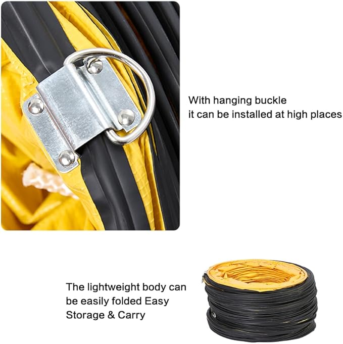 Ducting Hose PVC Flexible Duct Hosing with Adjustable Rope S Hook & Steel Support for Utility Blower Exhaust Fan (14''x16ft)