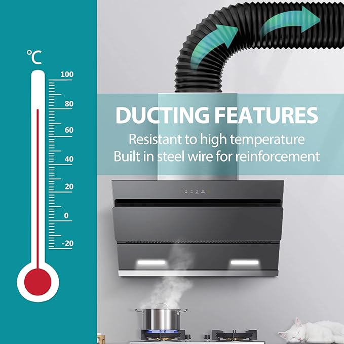 HG Power 5 Inch Air Ducting, 16 Feet Flexible Aluminum Dryer Vent Hose, Three Layer Protection Dryer Hose with 2 Clamps for HVAC Ventilation Heating Cooling Exhaust