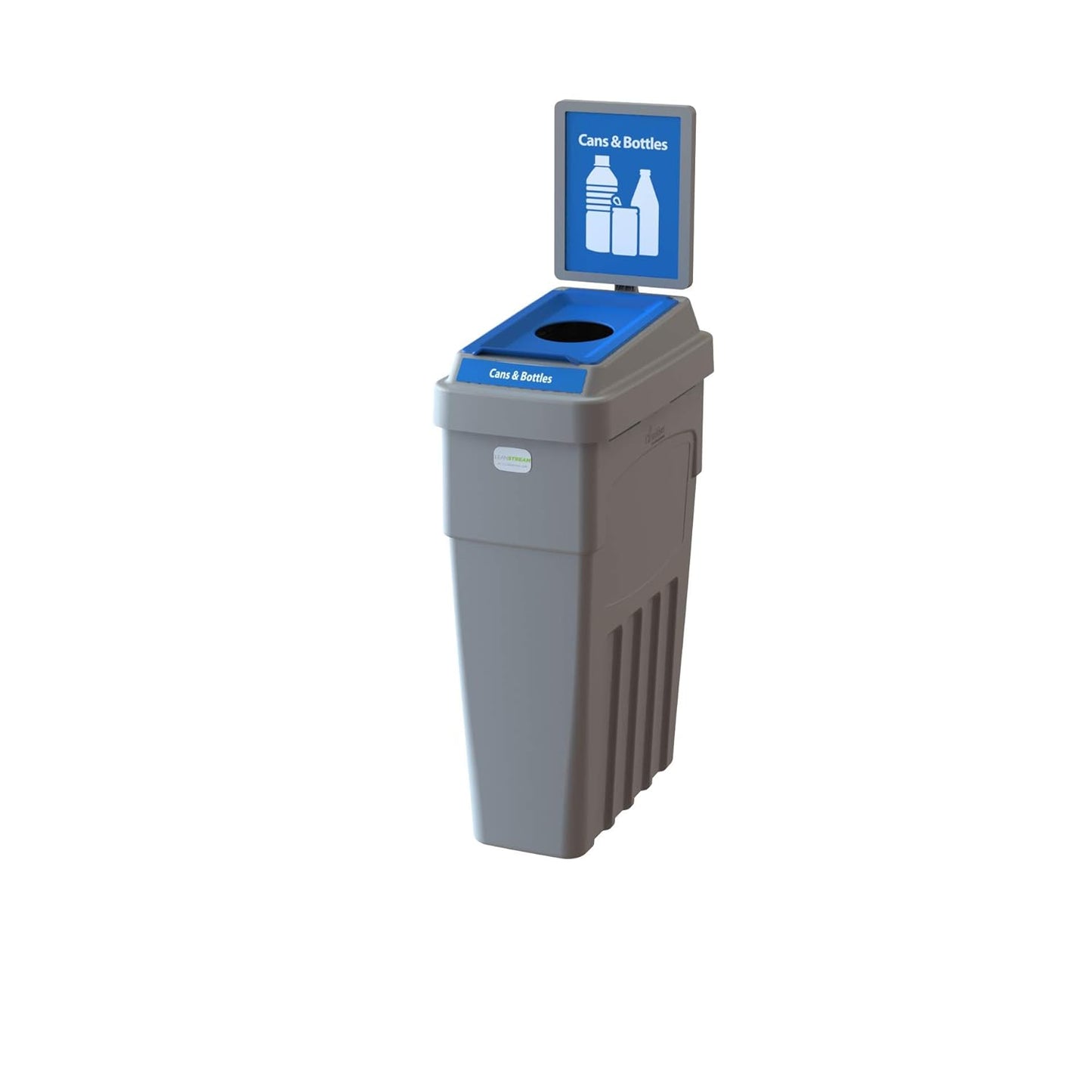 LeanStream Bin - 23 Gallons | 1 Stream | Cans & Bottles Attached Backboard | Grey Color