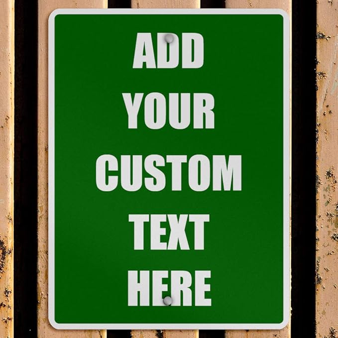 Aluminum Weatherproof Metal Sign Multiple Sizes Custom Personalized Text Here Green White Directions Vertical Street 12x18Inches