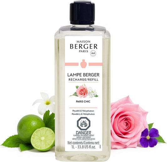 Paris Chic - Lampe Berger Fragrance Refill for Home Fragrance Oil Diffuser - 33.8 Fluid Ounces - 1 Liter