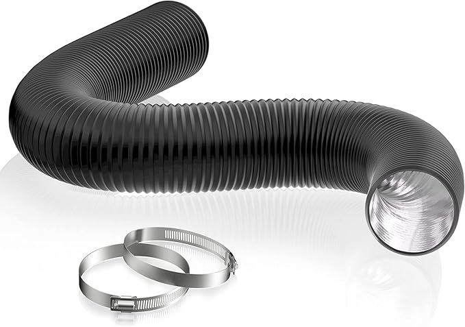 HG POWER 4 Inch Dryer Vent Hose, 16 Feet Long Flexible PVC Hose, Three Layer Noise Reducer Hose Aluminum Ducting for Heating Cooling Ventilation AC Exhaust Black
