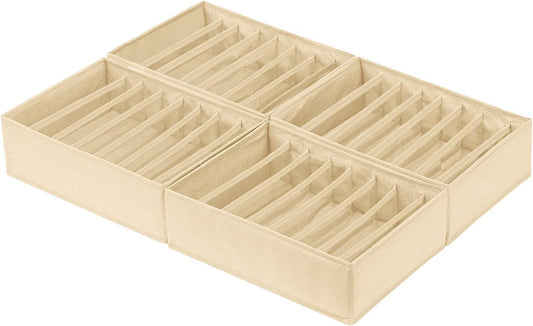 Qozary 4 Pack Drawer Organizers for Clothing, 8 Grids Foldable Closet Organizers and Storage Bins for Bedroom, Dresser Organizer Boxes for Thin T-shirts, Tank Tops