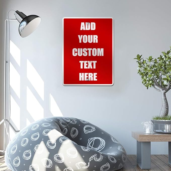 Aluminum Weatherproof Metal Sign Multiple Sizes Custom Personalized Text Here Red White Danger Vertical Street 18x24Inches