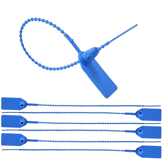 Blue Plastic Tamper Seals, Zip Ties Numbered for Fire Extinguishers Pull Tite Security Tags Disposable Self-Locking Safety Ties 250mm Length (500)