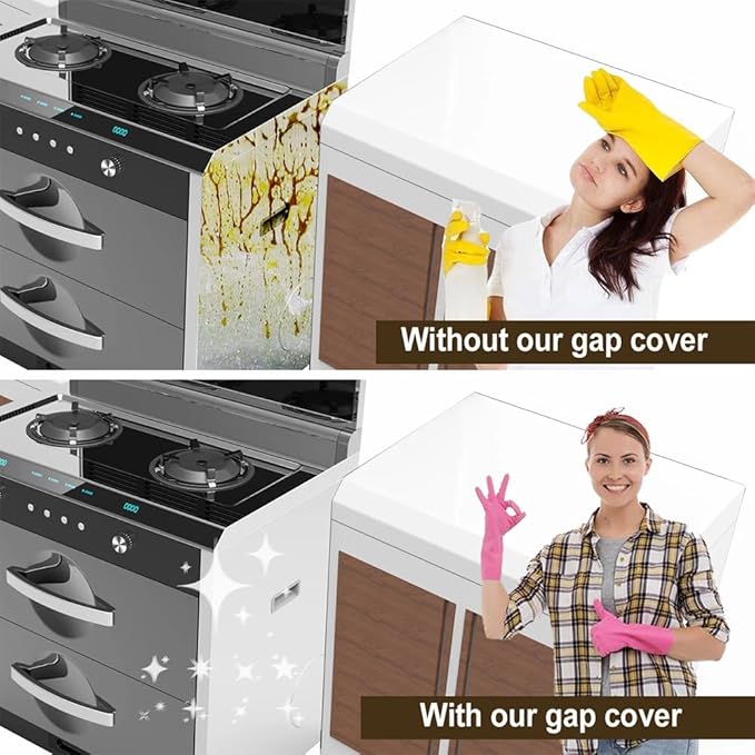 Kitchen Stove countertop Gap Covers, 25 inch Long & Extra Wide Silicone Stove Gap Covers Filler Range Strips 2pcs, Oven Counter Gap Protector Between Counter and Stove Gap Stove Crack Guards Clear