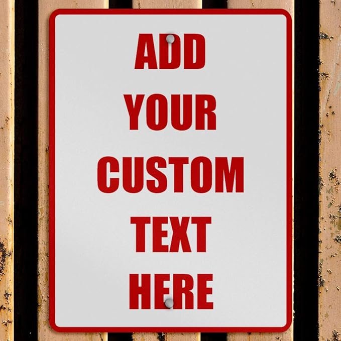 Aluminum Weatherproof Metal Sign Multiple Sizes Custom Personalized Text Here White Red Danger Vertical Street 12x18Inches