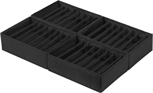 Qozary 4 Pack Drawer Organizers for Clothing, 8 Grids Foldable Closet Organizers and Storage Bins for Bedroom, Dresser Organizer Boxes for Thin T-shirts, Tank Tops