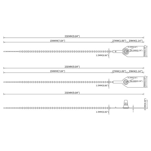 2000 Blue Plastic Tamper Seals, Zip Ties Numbered for Fire Extinguishers Pull Tite Security Tags Disposable Self-Locking Safety Ties 250mm Length