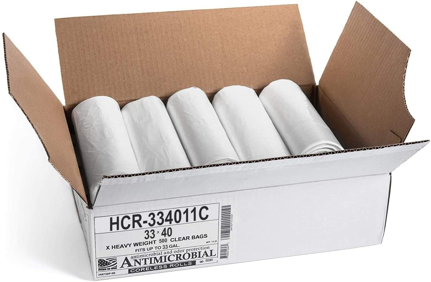 Aluf Plastics High Density Trash Bags, 33 Gallon, 500 Count, 11 Micron (eq), 33" x 40", Clear, for Bathroom, Office, Industrial, Commercial, Janitorial, Municipal, Recycling