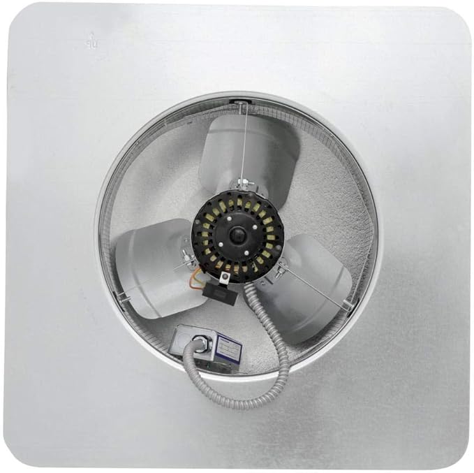 Master Flow GAF 1000 CFM Weathered Wood Power Roof Mount Attic Vent with Thermostat Controller (PT6): Efficient Ventilation & High Airflow Capacity for attic spaces upto 1,600 sq ft - ERV4WW