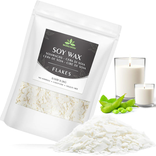 Soy Wax Flakes, Waxcanpy Natural Candle Wax, Organic Soy Wax for Candle Making from Farm, No Additives, Harmless and Pure (0.5lb)