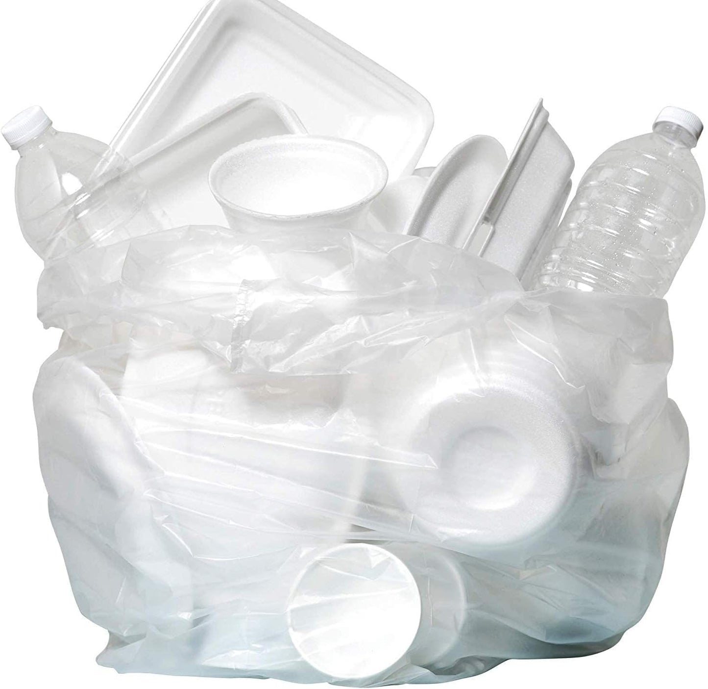 Aluf Plastics High Density Trash Bags, 60 Gallon, 800 Count, 14 Micron (eq), 38" x 60", Clear, for Bathroom, Office, Industrial, Commercial, Janitorial, Municipal, Recycling
