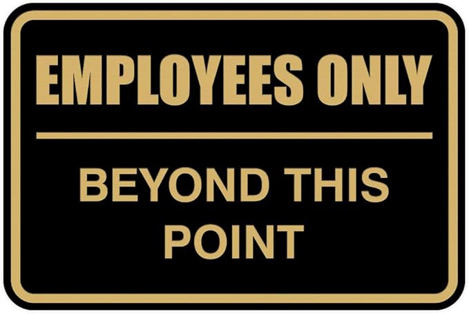 All Quality Classic Framed Employees Only Beyond This Point Wall or Door Sign | Easy to Install Business Signage - Medium (Black-Gold) 1 Pack