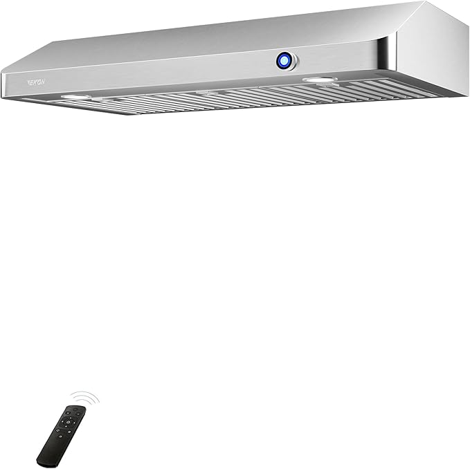 EKON 30 inches Under Cabinet Range Hood, 900 CFM Stainless Steel Kitchen Chimney Vent, 4 Speed Touch Screen Control With Remote 2Pcs 3W LED Knob Control