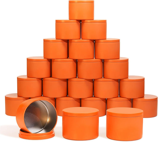 Aroparc Candle Tins 8oz with Lids, 24 Pack Seamless Candle Containers for Candle Making Supplies Empty Candle Jars - Orange