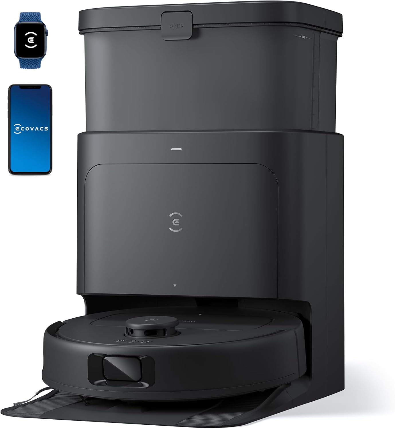 ECOVACS DEEBOT N30 Omni Robot Vacuum and Mop, 10000Pa Suction, TruEdge Adaptive Edge Mopping, ZeroTangle 2.0 Technology, Hot Air-Drying, Self-Emptying, Auto-Lift Mopping, Obstacle Avoidance