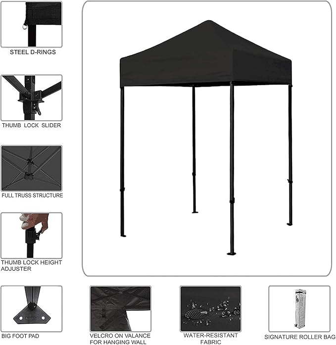 Eurmax USA 5'x5' Pop Up Canopy Tent Commercial Instant Canopies with Heavy Duty Roller Bag,Bonus 4 Sand Weights Bags (Navy Blue)