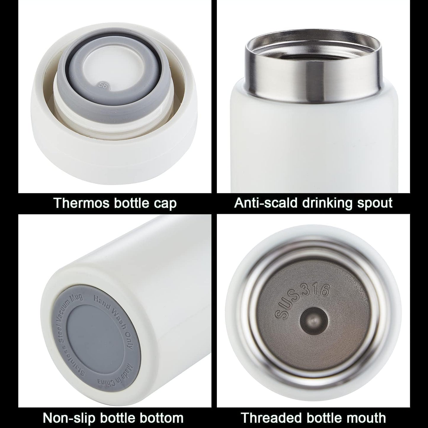10oz Mini Water Bottle Stainless Steel Thermos Small Flask - Insulated Vacuum, Leak Proof, Keeps Drinks Hot/Cold - Ideal for Coffee, Tea, Water - Purple