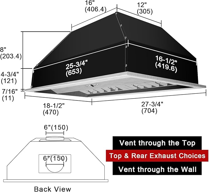 Akicon Range Hood Insert 30 Inch, 600 CFM Ultra Quiet Stainless Steel Ducted Insert, Built-in Kitchen Vent Hood with Dimmable LED Lights and Dishwasher Safe Filters