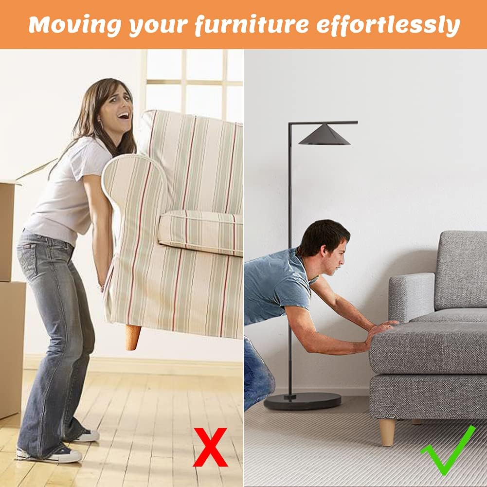 Stick Furniture Sliders, 40mm 16pcs Furniture Glides for Easy Moving on Carpet Hardwood (Beige)