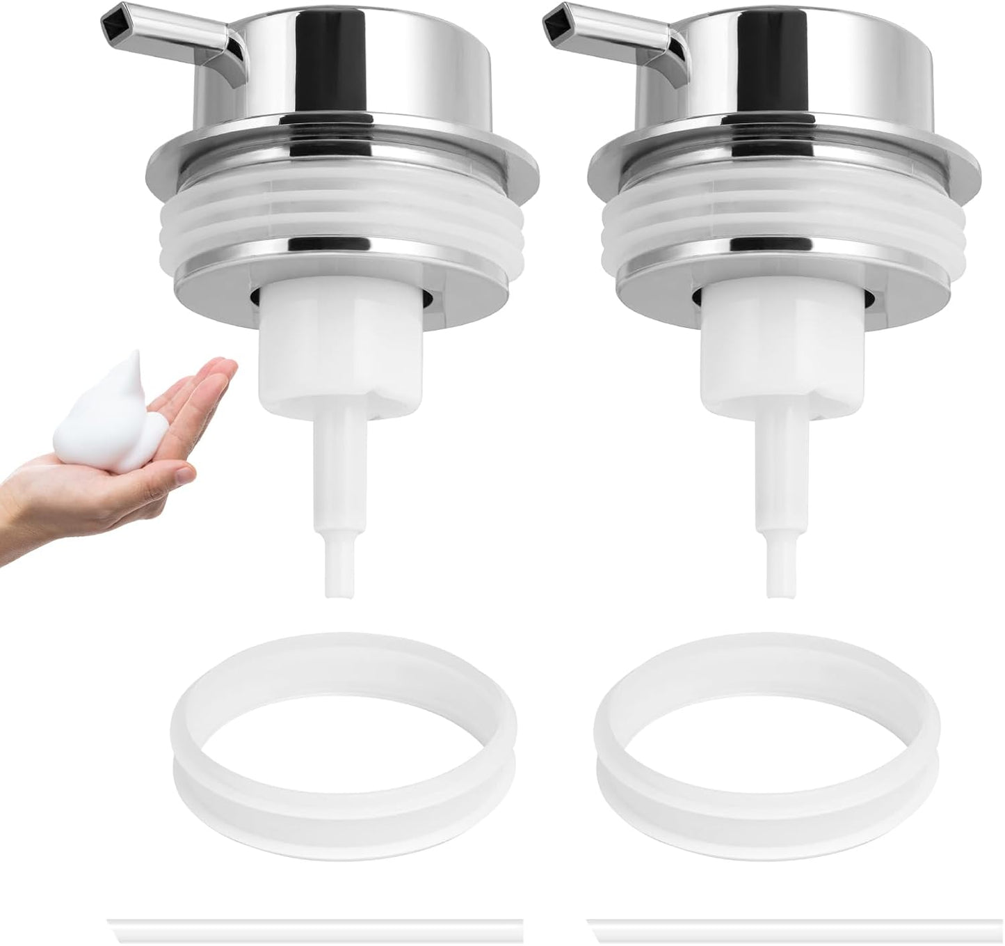 Foam Soap Dispenser Pump 2pcsHead Replacement Spare Plastic Pump Bathroom Countertop